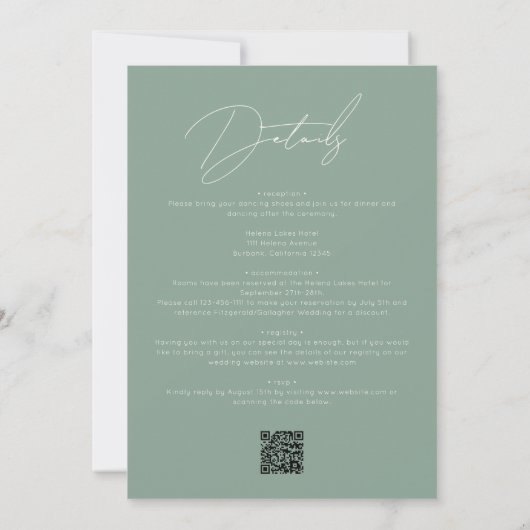 Nothing ファンシー Just Love Script QR Code 結婚's 招待状 (裏面)