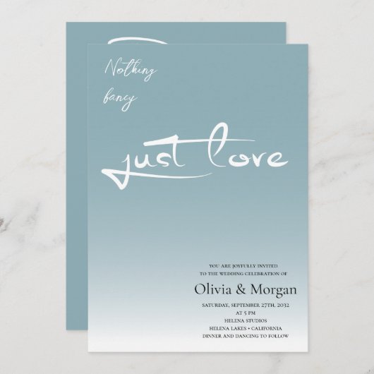 Nothing ファンシー Just Love Script QR Code 結婚's 招待状 (正面/裏面)