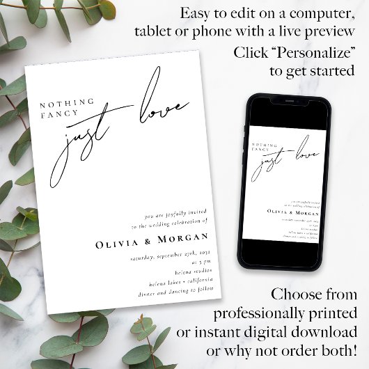 Nothing ファンシー Just Love Script QR Code 結婚's 招待状