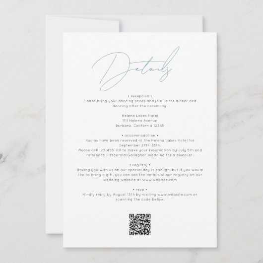 Nothing ファンシー Just Love Script QR Code 結婚's 招待状 (裏面)