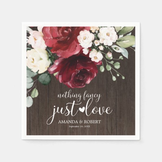 Nothing ファンシー Just Love Wood素朴フローラ スタンダードカクテルナプキン (正面)