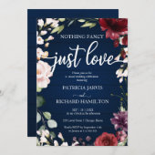Nothing ファンシー Just Love's Navy結婚 Blueフローラ 招待状 (正面/裏面)