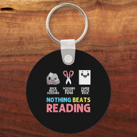 Nothing Beats Reading Funny Rock Paper Scissors  キーホルダー (正面)
