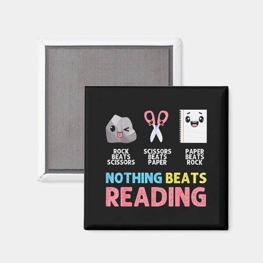 Nothing Beats Reading Funny Rock Paper Scissors  マグネット (正面/裏面)