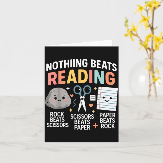 Nothing Beats Reading Rock Paper Scissors Funny Bo カード (黄色い花)