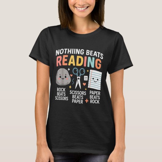 Nothing Beats Reading Rock Paper Scissors Funny Bo Tシャツ (正面)