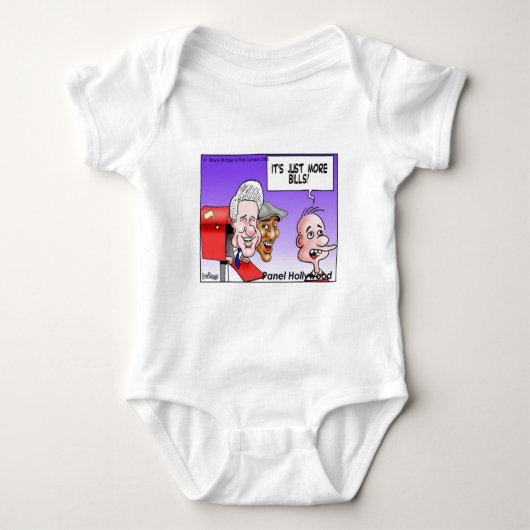 "Nothing But Bills" 漫画グッズTシャツ ベビーボディスーツ (正面)