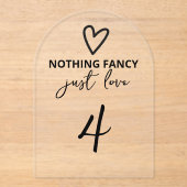 Nothing Fancy Just Love ウェディングテーブル番号札 アクリル招待状 (正面)