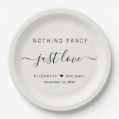 Nothing Fancy Just Love クリーム色の結婚式 ペーパープレート (正面)