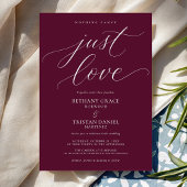 Nothing Fancy Just Love バーガンディー 結婚式 招待状