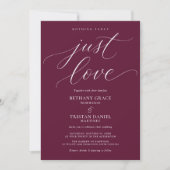 Nothing Fancy Just Love バーガンディー 結婚式 招待状 (正面)