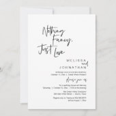 Nothing Fancy Just Love モダンな結婚式のディナーパーティー 招待状 (正面)