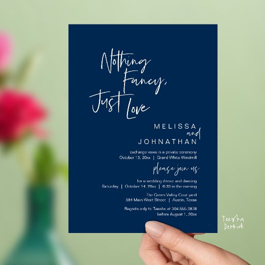 Nothing Fancy Just Love モダンな結婚式のディナーパーティー 招待状