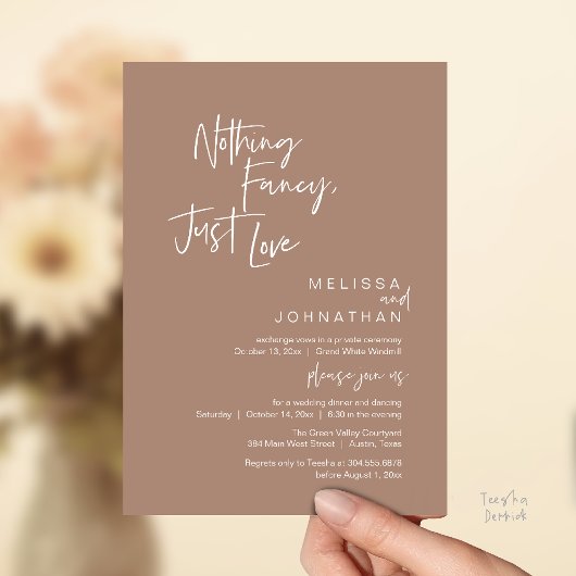 Nothing Fancy Just Love モダンな結婚式のディナーパーティー 招待状