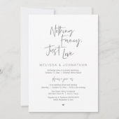 Nothing Fancy Just Love モダンな結婚式のディナーパーティ 招待状 (正面)