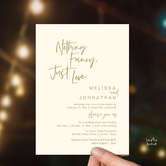 Nothing Fancy Just Love モダンな結婚式のディナーパーティ 招待状