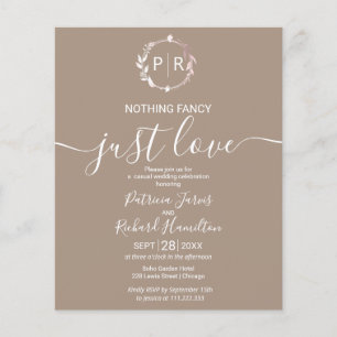 Nothing Fancy Just Love 安い結婚式の招待状