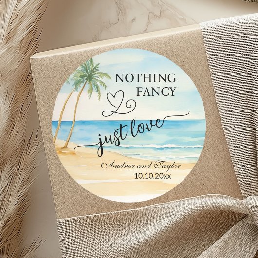 Nothing Fancy Just Love Beach Palm Trees Wedding ラウンドシール