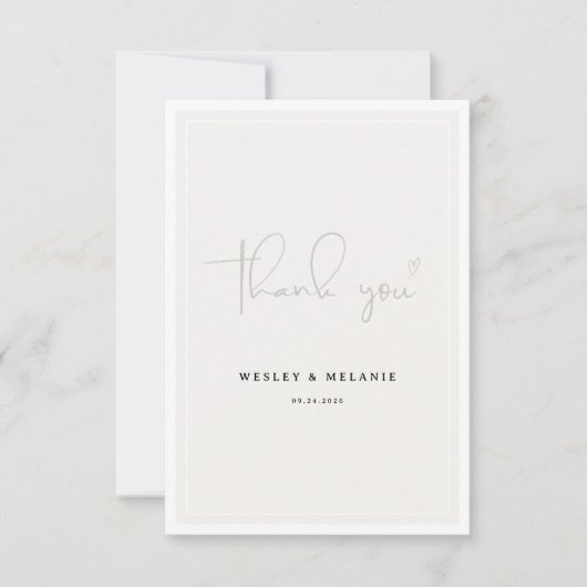 Nothing Fancy Just Love Beige Elegant Wedding サンキューカード (正面)