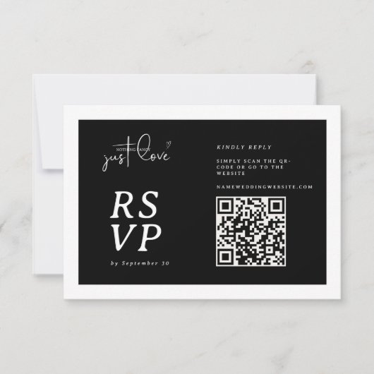 Nothing Fancy Just Love Black White QR-code RSVP  (正面)