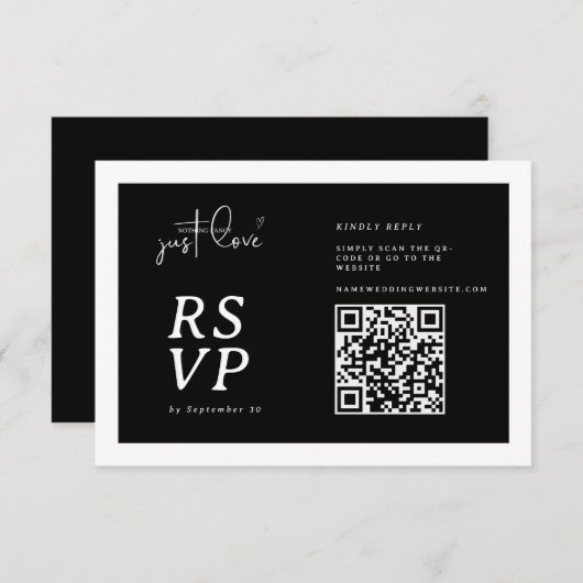 Nothing Fancy Just Love Black White QR-code RSVP  (正面/裏面)