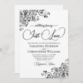 Nothing Fancy Just Love Black & White Wedding 招待状 (正面/裏面)