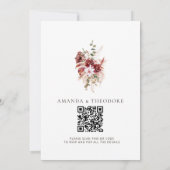 Nothing Fancy Just Love Burgundy Floral Qr Wedding 招待状 (裏面)