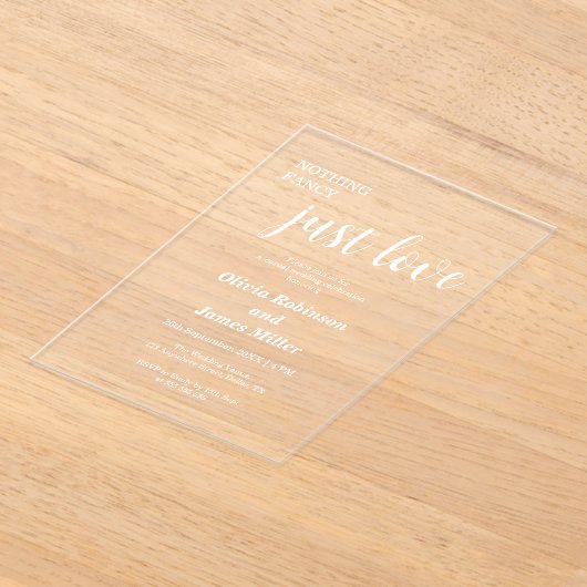 Nothing Fancy Just Love Casual Wedding  アクリル招待状 (レイダウン)