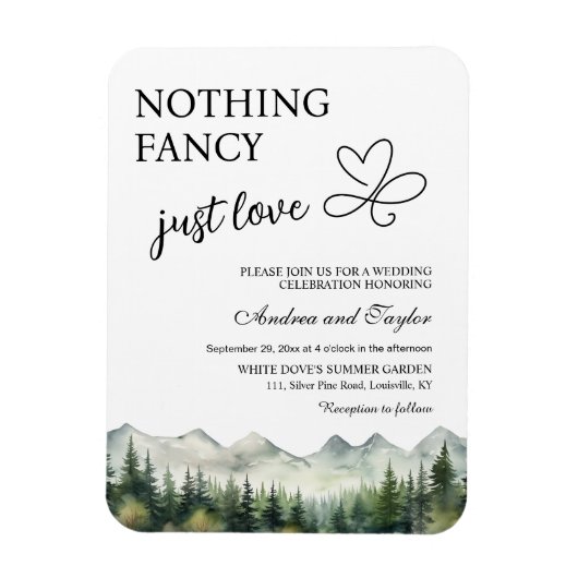 Nothing Fancy Just Love Casual Wedding Invitation マグネット (縦)