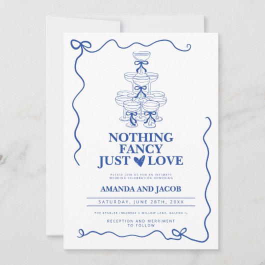 Nothing Fancy Just Love Champagne Tower Wedding 招待状 (正面)