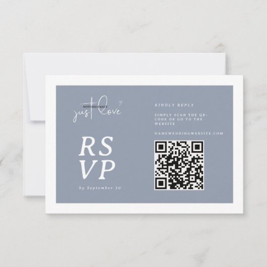 Nothing Fancy Just Love Dusty Blue QR-code RSVP  (正面)