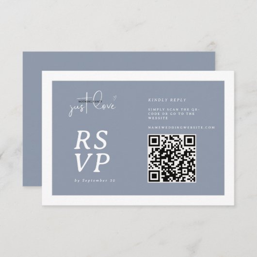 Nothing Fancy Just Love Dusty Blue QR-code RSVP  (正面/裏面)