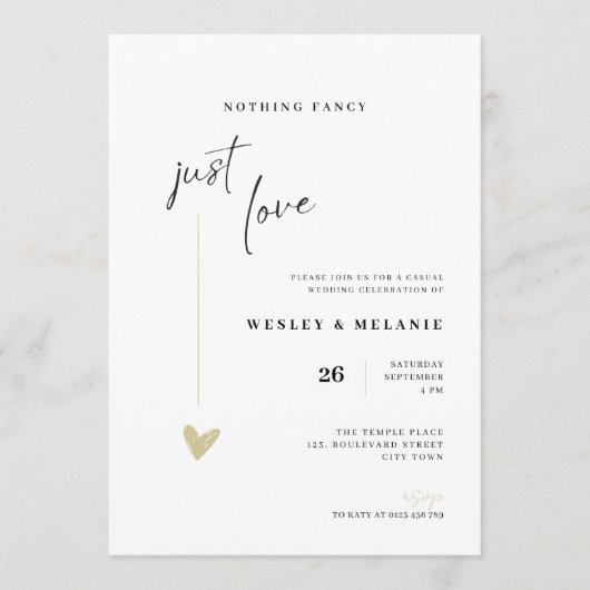 Nothing Fancy Just Love Elegant Wedding Invitation 招待状 (正面)