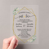 Nothing Fancy Just Love Elopement Greenery Gold アクリル招待状 (インサイチュ (ポータブル))