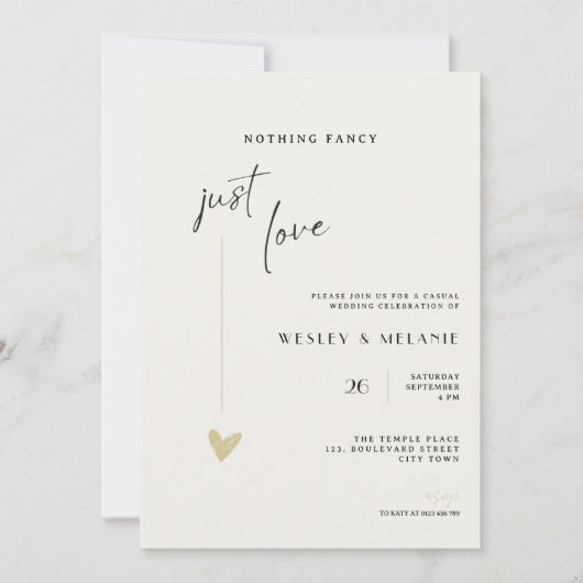 Nothing Fancy Just Love Minimal Wedding Invitation 招待状 (正面)