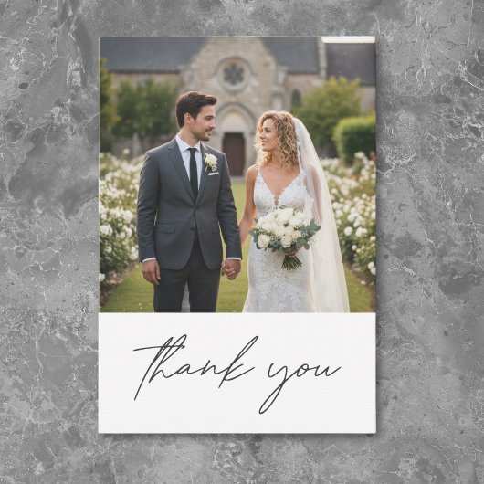 Nothing Fancy Just Love Minimalist Photo Wedding サンキューカード
