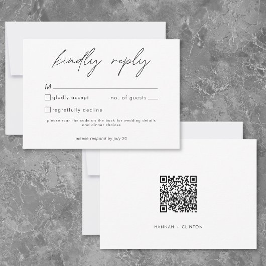 Nothing Fancy Just Love Minimalist Wedding QR Code 出欠カード