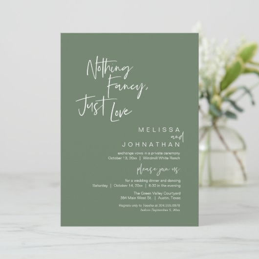 Nothing Fancy Just Love, Modern Wedding Dinner 招待状 (スタンド正面)