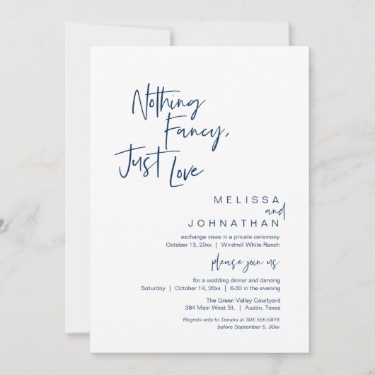 Nothing Fancy Just Love, Modern Wedding Reception 招待状 (正面)