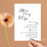 Nothing Fancy Just Love, Modern Wedding Reception 招待状<br><div class="desc">Elegantly announce your happily ever after with our modern classy wedding elopement reception dinner celebration invitation card, with card title "Nothing Fancy, Just love". Tailored for couples continuing their love story, this invitation strikes a perfect balance of sophistication and charm, setting the scene for an unforgettable event. Featuring a modern...</div>