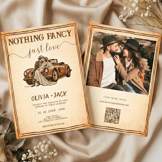 Nothing Fancy Just Love Photo QR Code Wedding   招待状