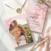Nothing Fancy Just Love Pink Bow Photo Wedding 招待状