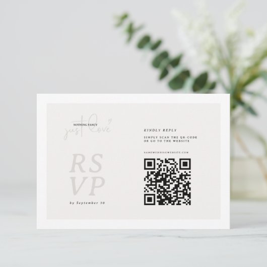 Nothing Fancy Just Love QR-code RSVP Card (スタンド正面)