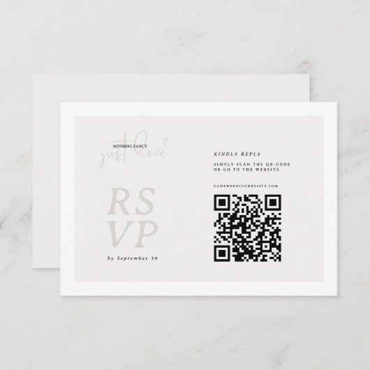 Nothing Fancy Just Love QR-code RSVP Card (正面/裏面)