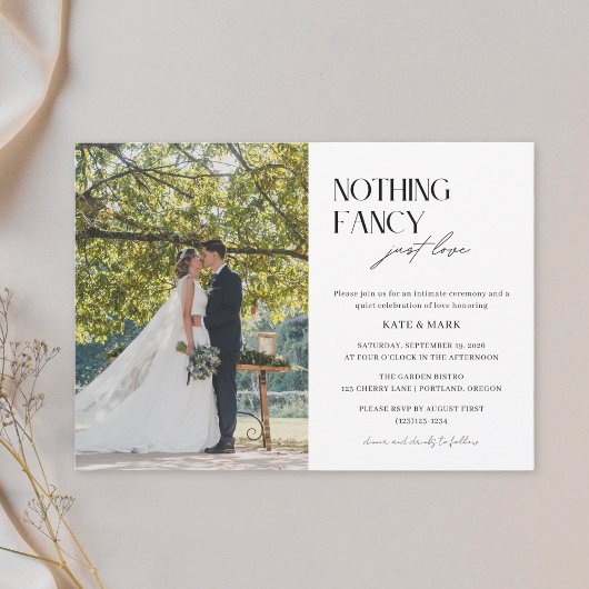 Nothing Fancy Just Love QR Code RSVP Photo Wedding 招待状