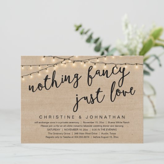 Nothing Fancy, Just Love Rustic Wedding Dinner 招待状 (スタンド正面)