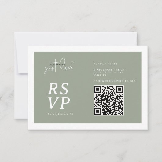 Nothing Fancy Just Love Sage Green QR-code RSVP  (正面)