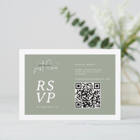 Nothing Fancy Just Love Sage Green QR-code RSVP  (スタンド正面)