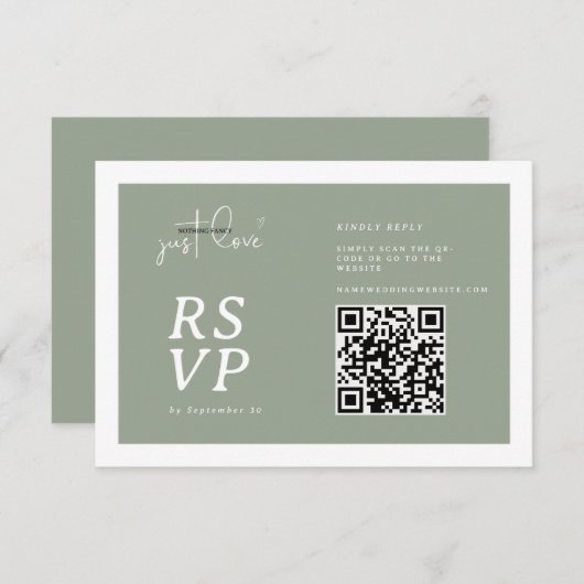 Nothing Fancy Just Love Sage Green QR-code RSVP  (正面/裏面)