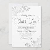 Nothing Fancy Just Love Silver & White Wedding 招待状 (正面)